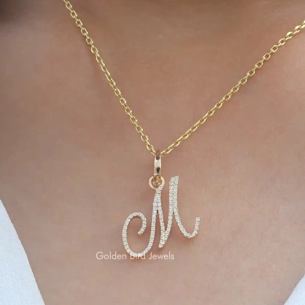 Round Cut Moissanite Custom Letter Pendant