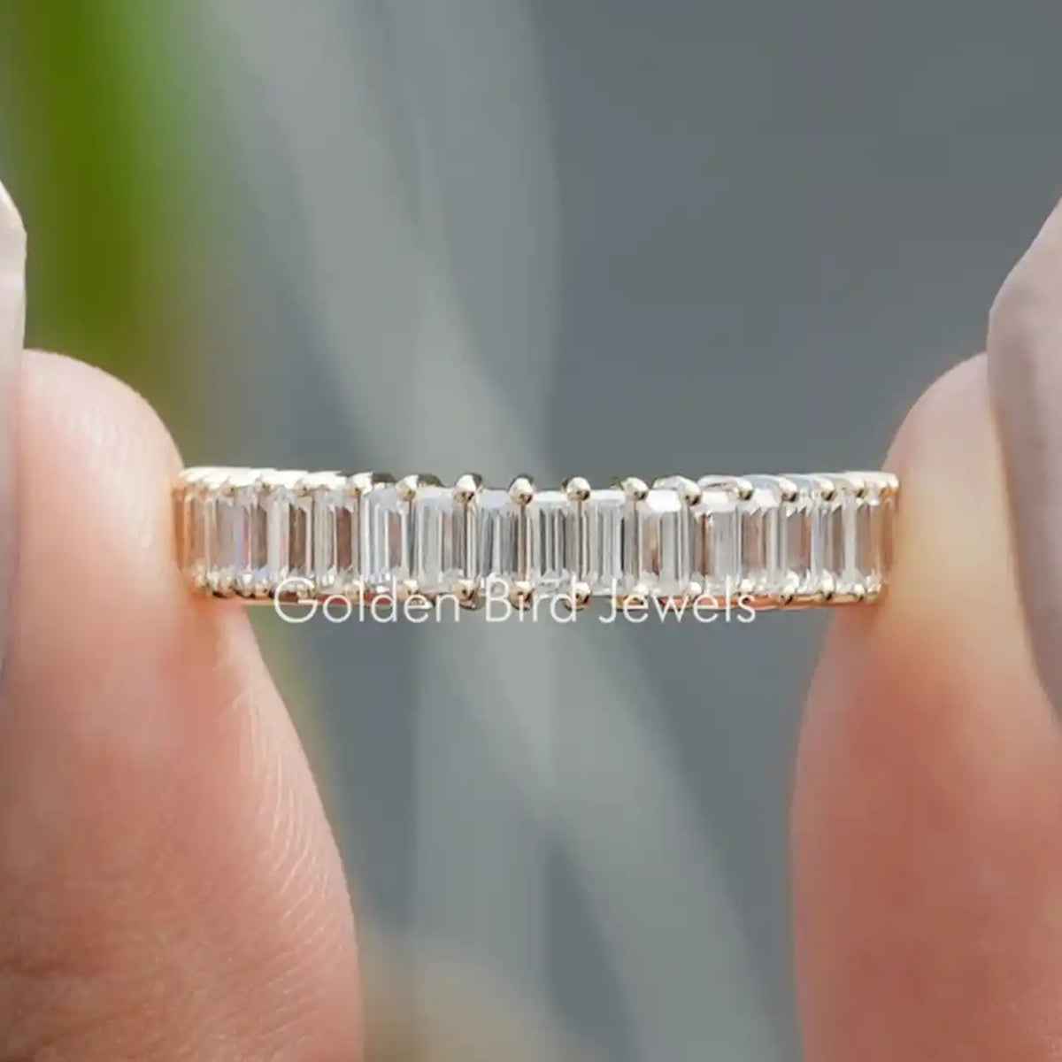 Baguette Cut Moissanite Half Eternity Band