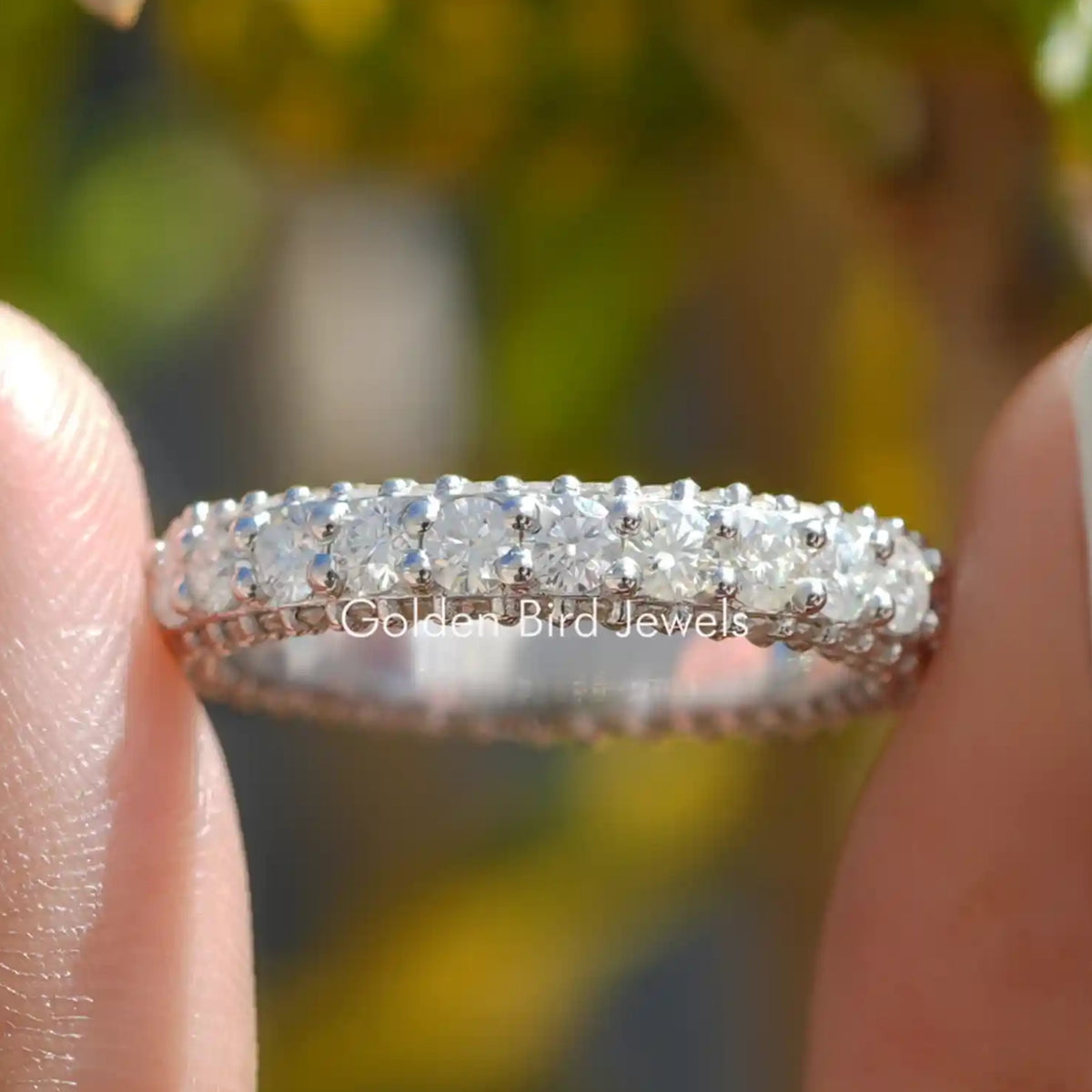 Round Cut Pave Set Moissanite Eternity Band