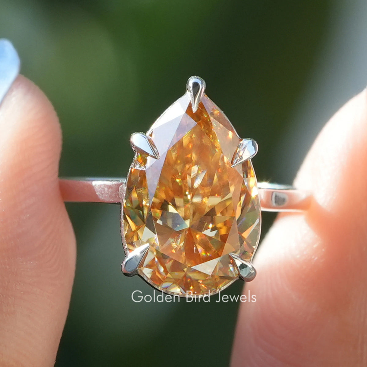 Moissanite Pear Solitaire Setting Wedding Ring