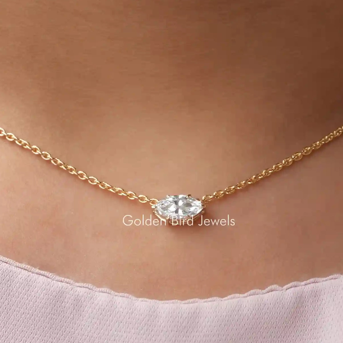 Lab-Grown Diamond Marquise Solitaire Pendant