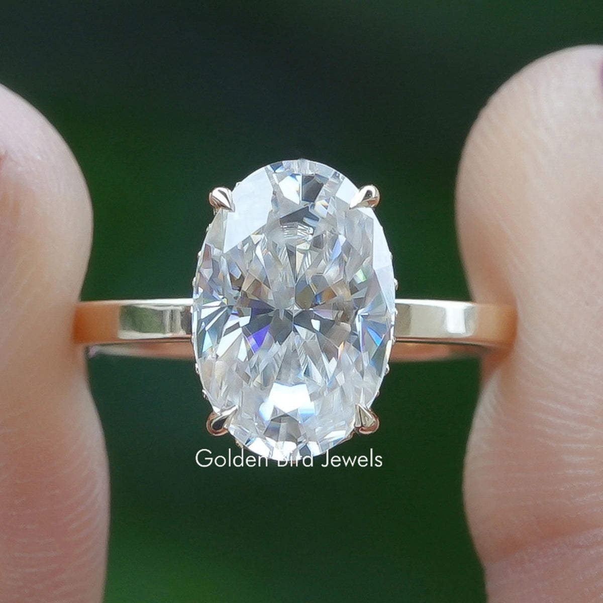 Oval Cut Solitaire Hidden Halo Ring