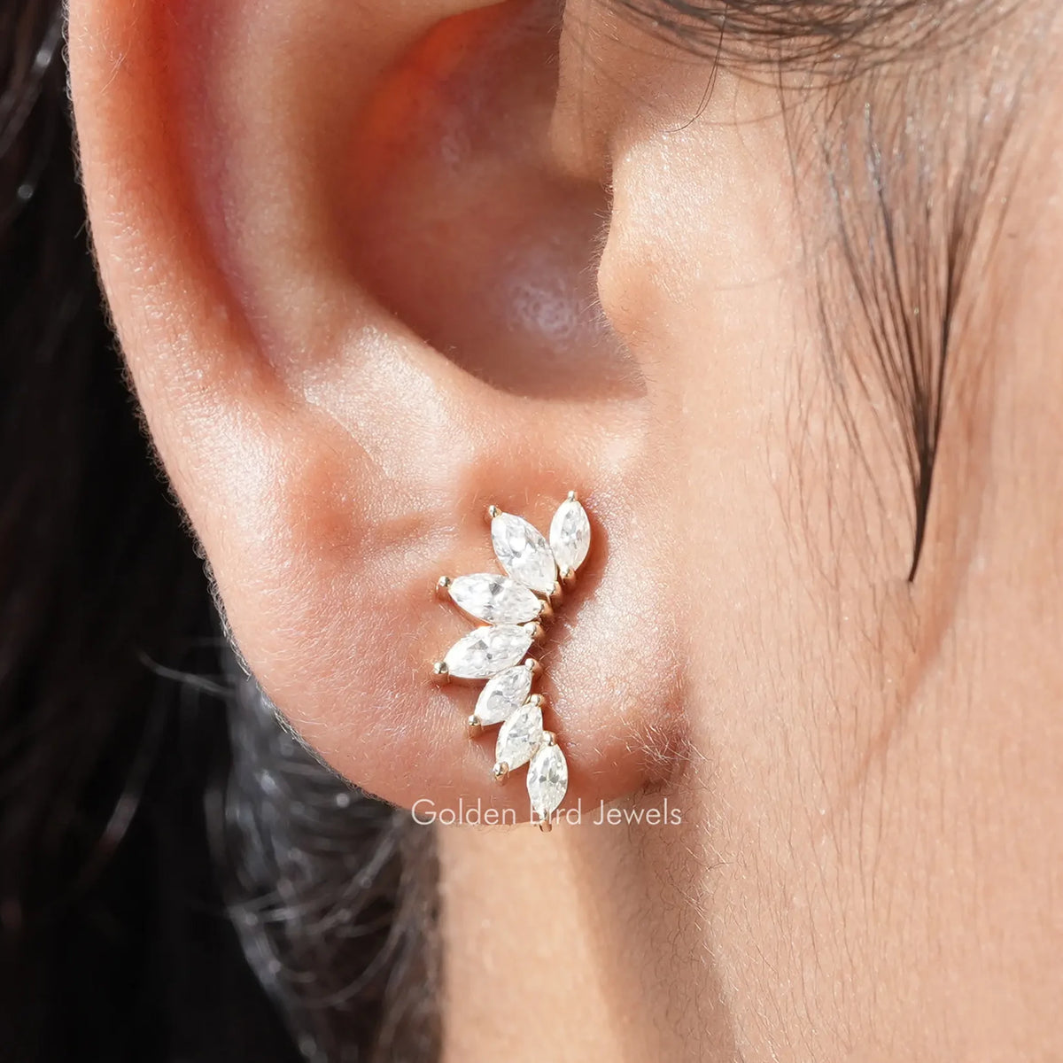 Colorless Marquise Moissanite Stud Earrings