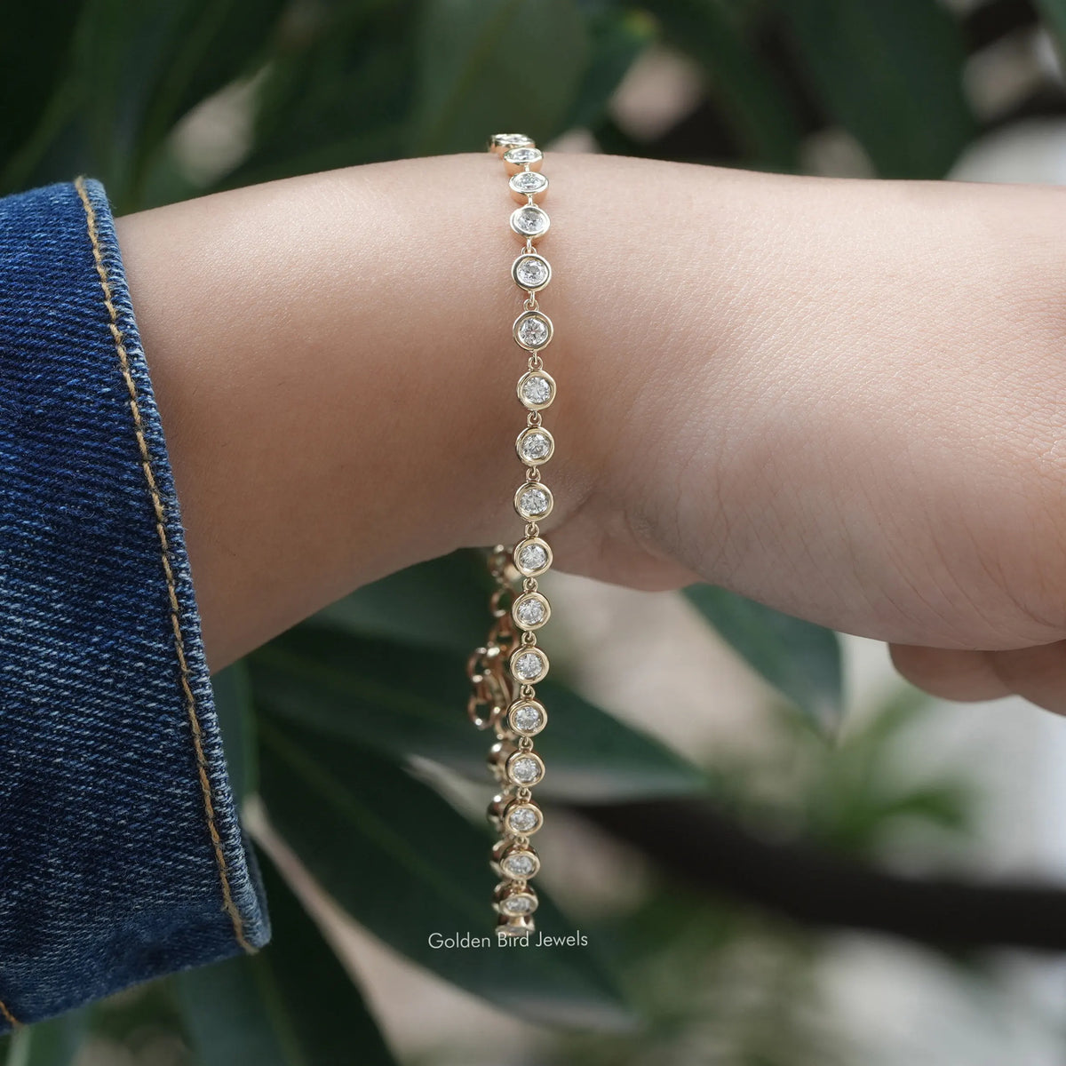 Round Moissanite Bezel Set Tennis Bracelet