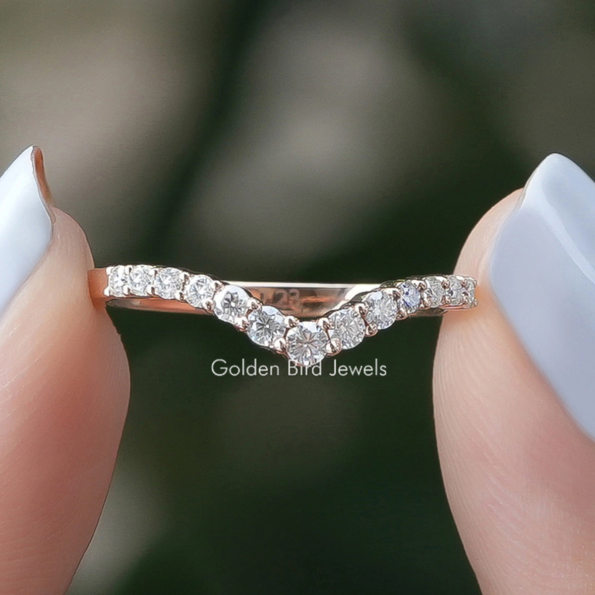 Round Cut Lab Diamond Chevron Eternity Band