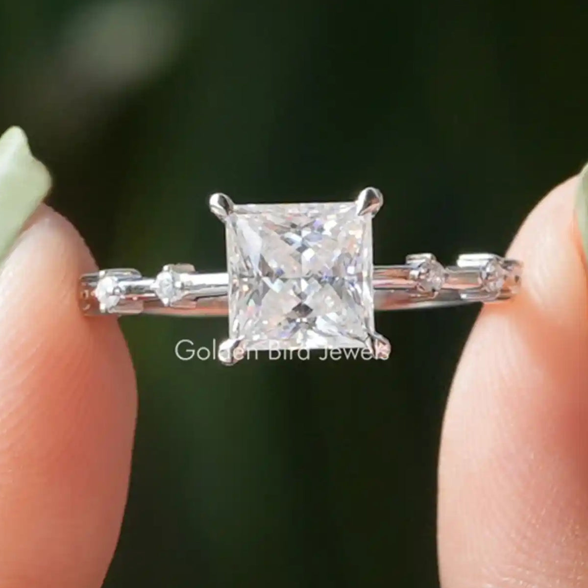 Colorless Princess Moissanite Solitaire Proposal Ring