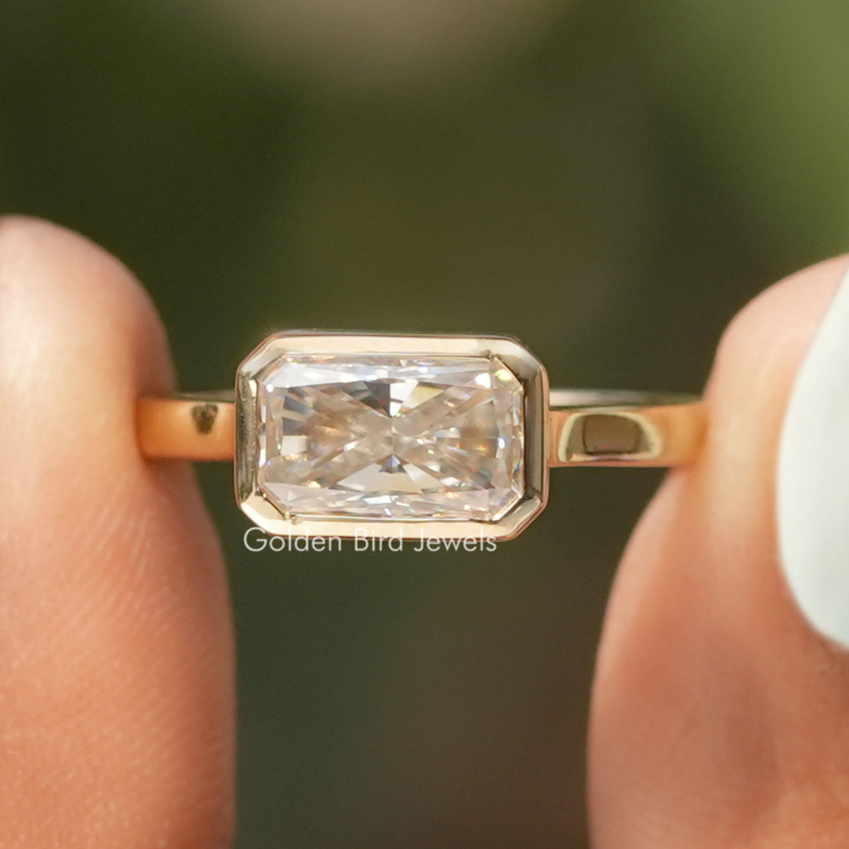 Radiant Cut Moissanite Solitaire Engagement Ring