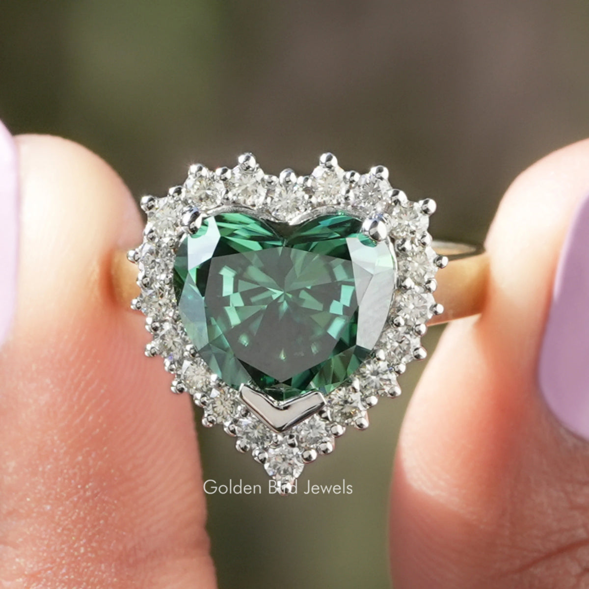 Heart Shaped Moissanite Halo Engagement Ring