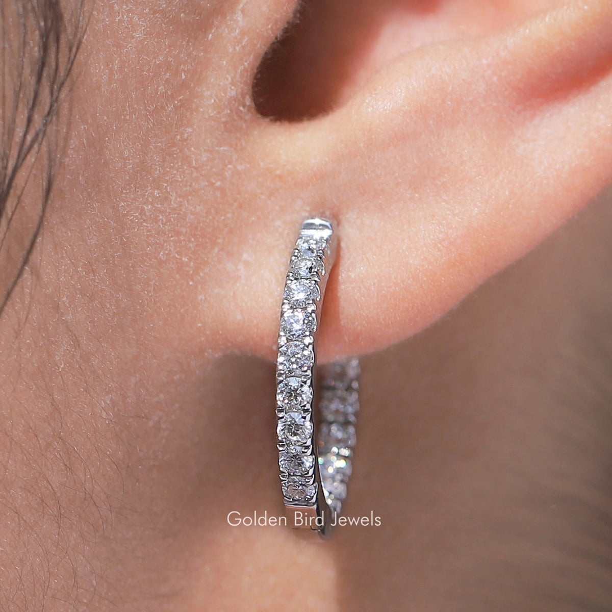 Unique Round Cut Moissanite Huggies Earrings