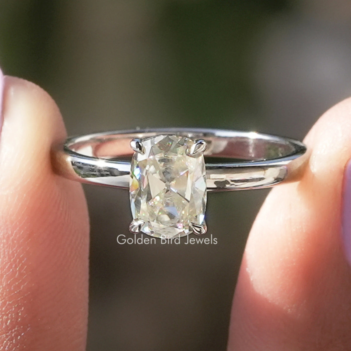 Cushion Moissanite Solitaire Ring