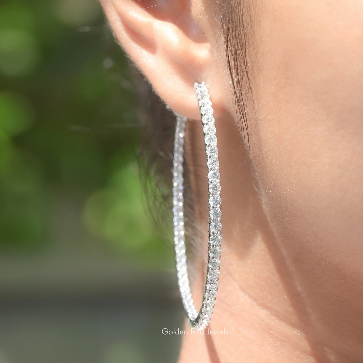 Round Moissanite Inside Out Hoop Earrings