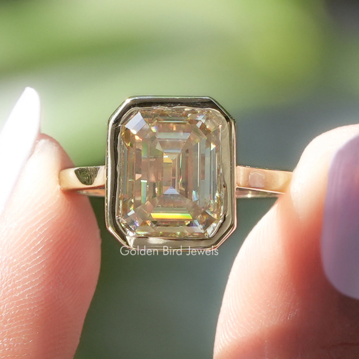 Emerald Cut Solitaire Moissanite Engagement Ring