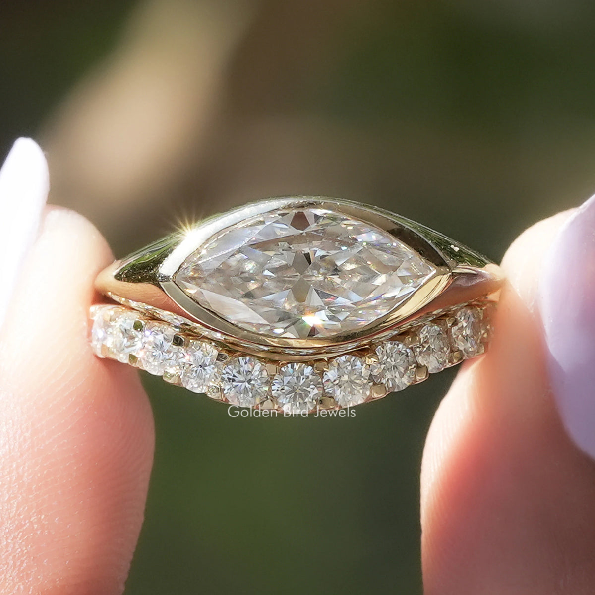 Moissanite Marquise Cut Bridal Ring Set