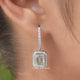 Emerald Cut Halo Moissanite Dangle Drop Earrings