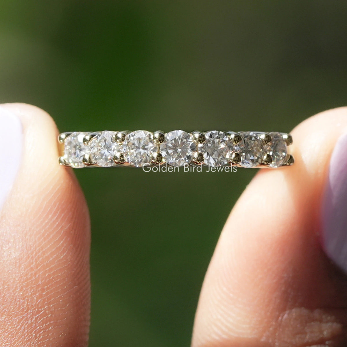 Colorless Round Moissanite Half Eternity Band
