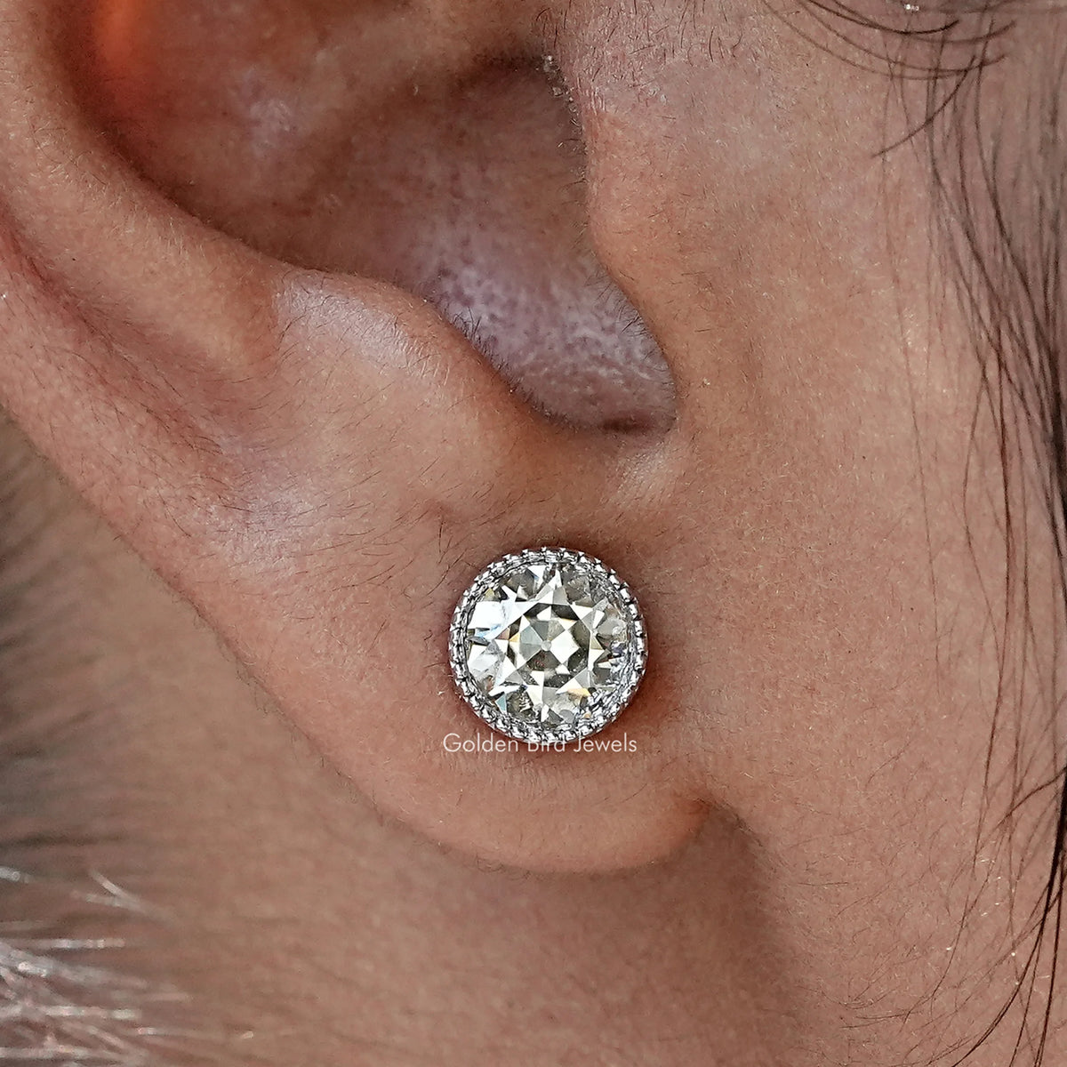 Old European Round Moissanite Stud Earrings