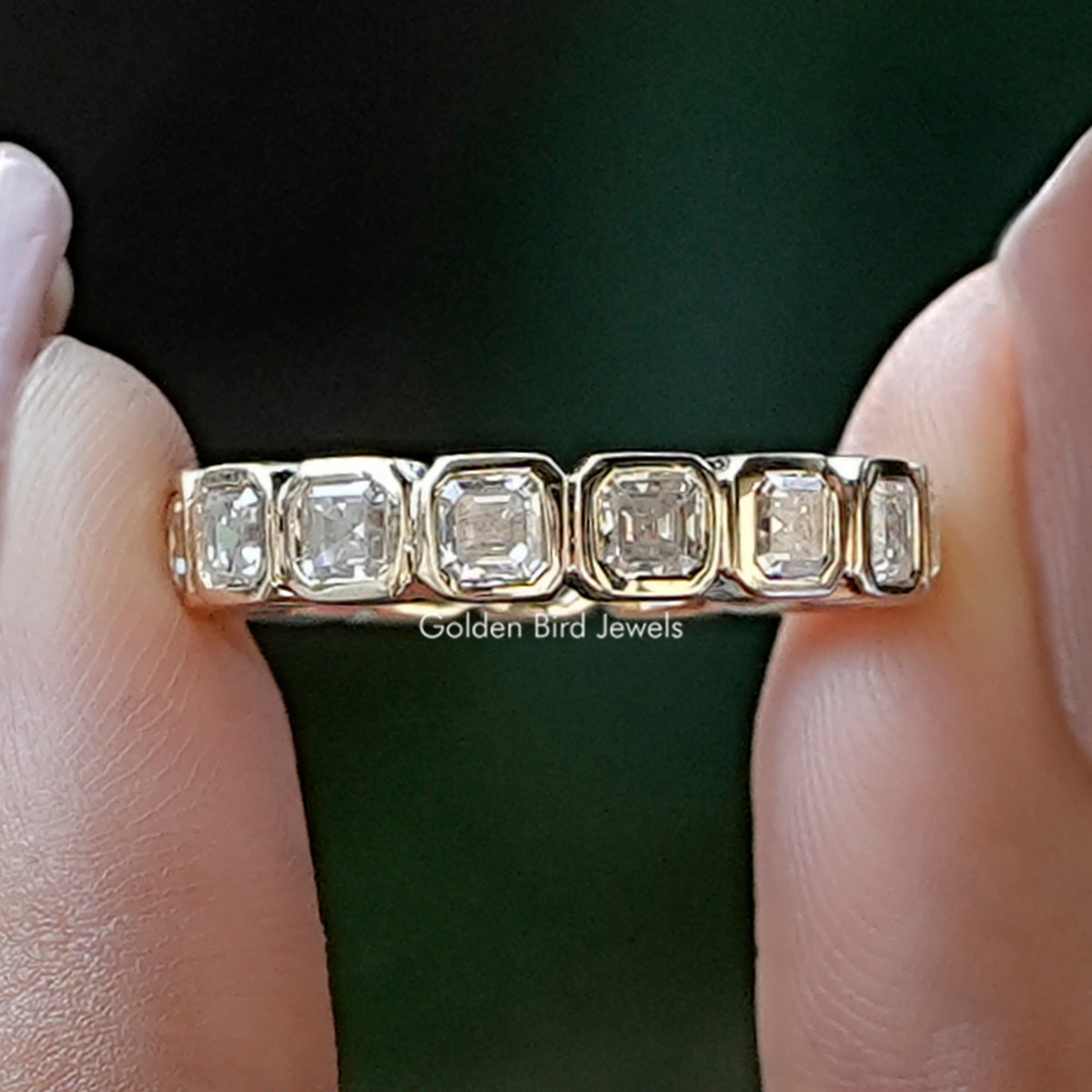 Asscher Cut Moissanite Full Eternity Band