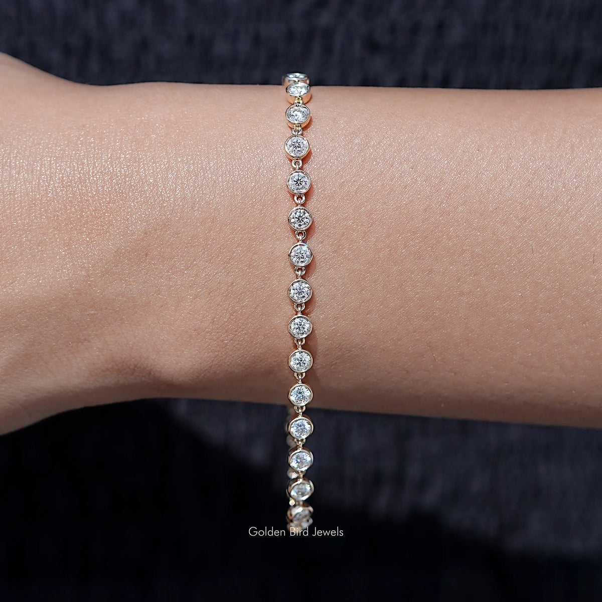 Colorless Round Cut Moissanite Bracelet