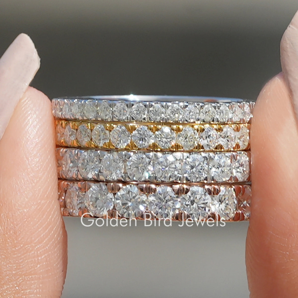 Round Cut Moissanite Full Eternity Matching Bands