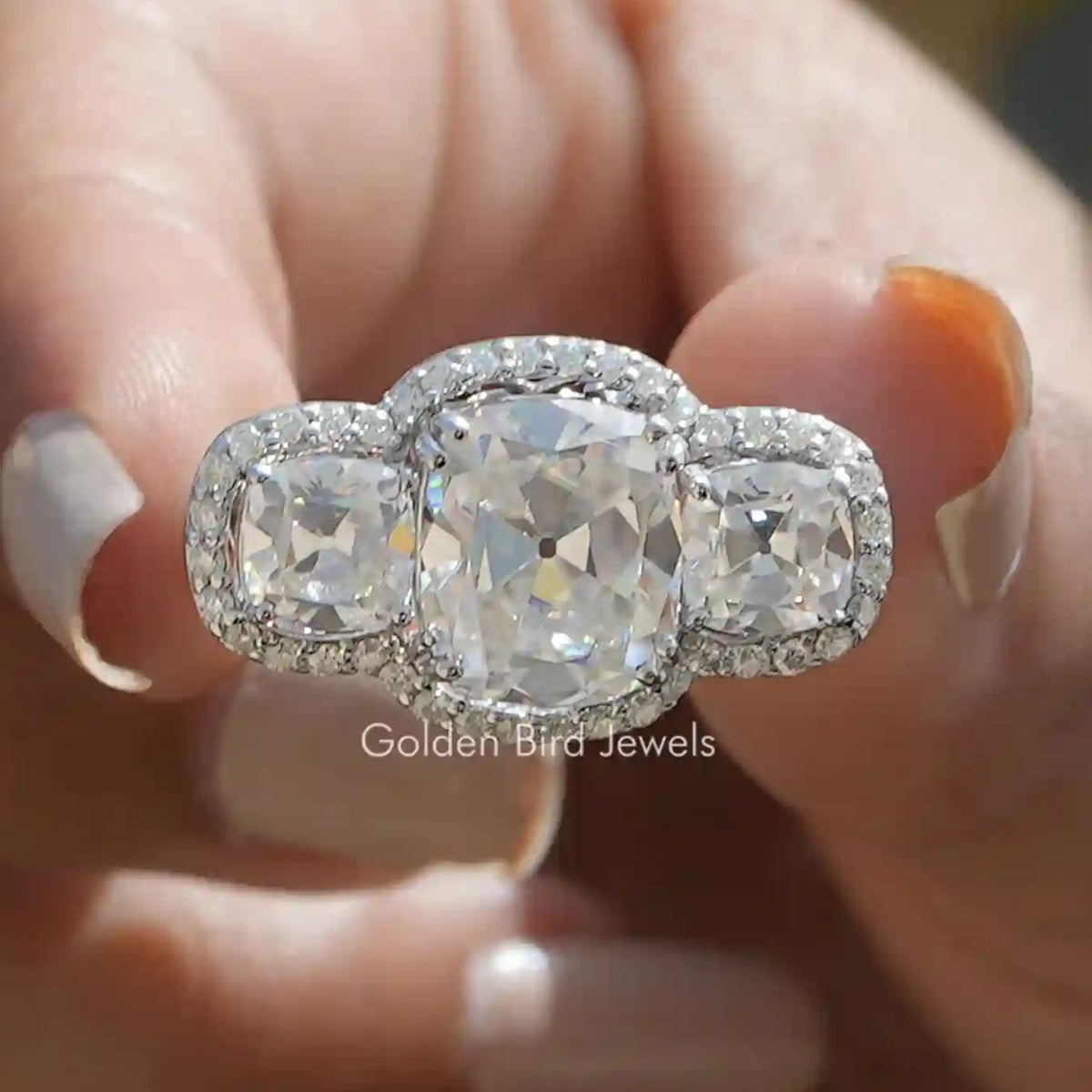 Moissanite Old Mine Cushion Cut Ring