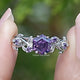 Amethyst Purple Hexagon Gemstone Accent Ring