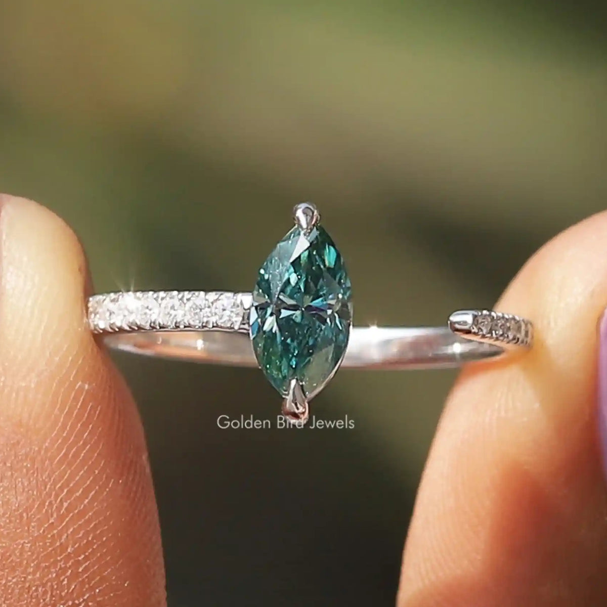 Marquise Cut Moissanite Open Cuff Accent Ring