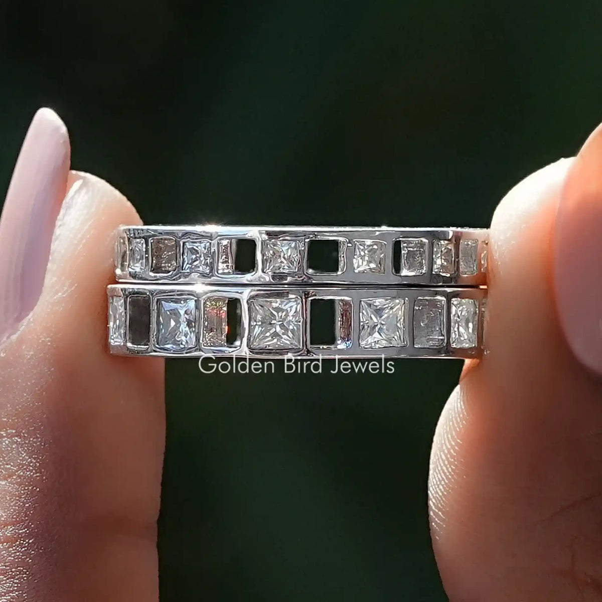 Princess Cut Moissanite Full Eternity Wedding Band