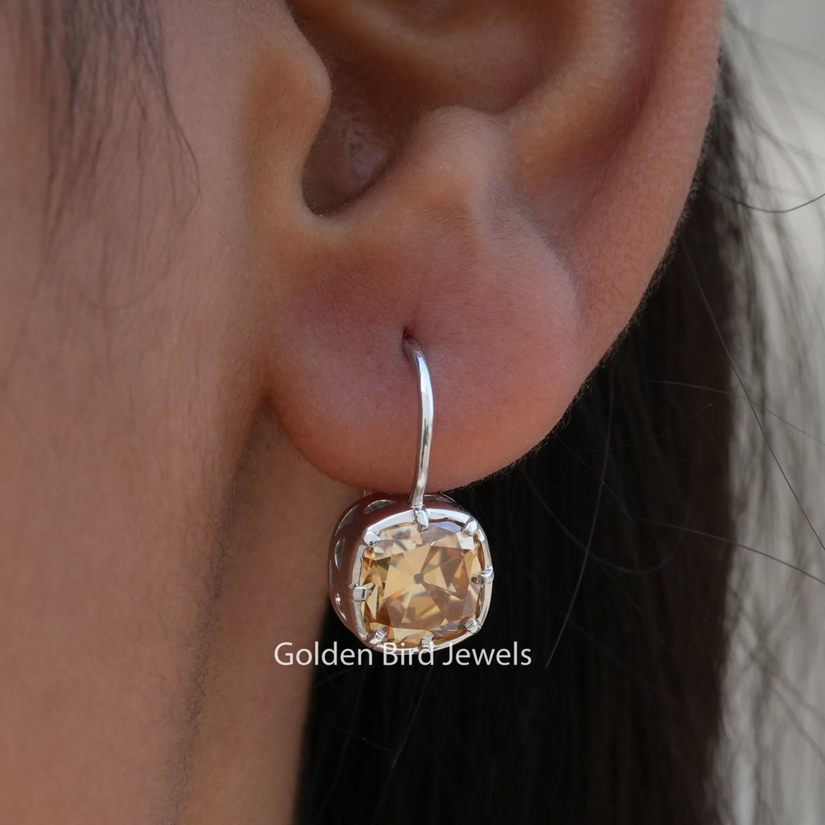 Old Mine Cushion Moissanite Dangle Earrings