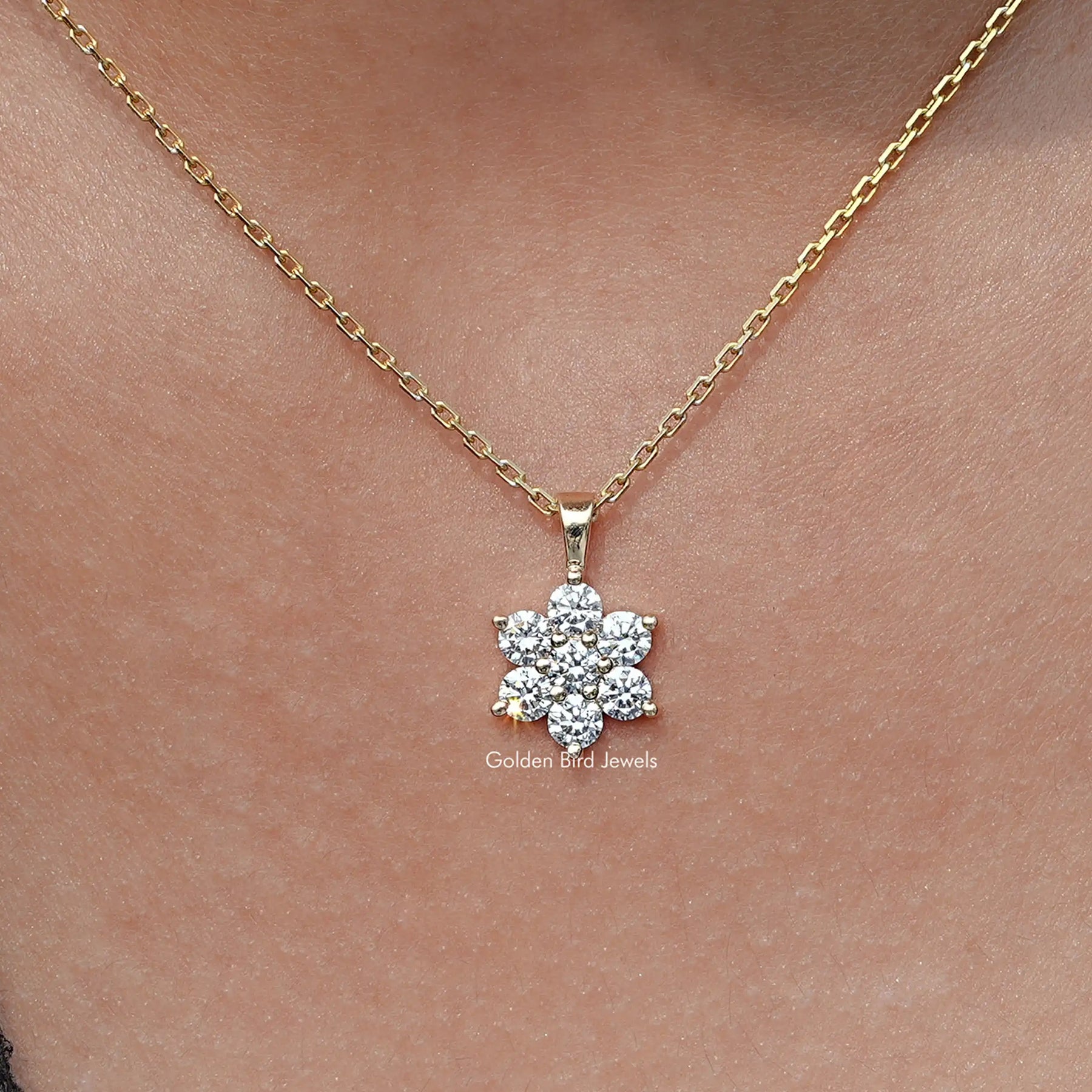 Round Shaped Lab Diamond Flower Style Necklace