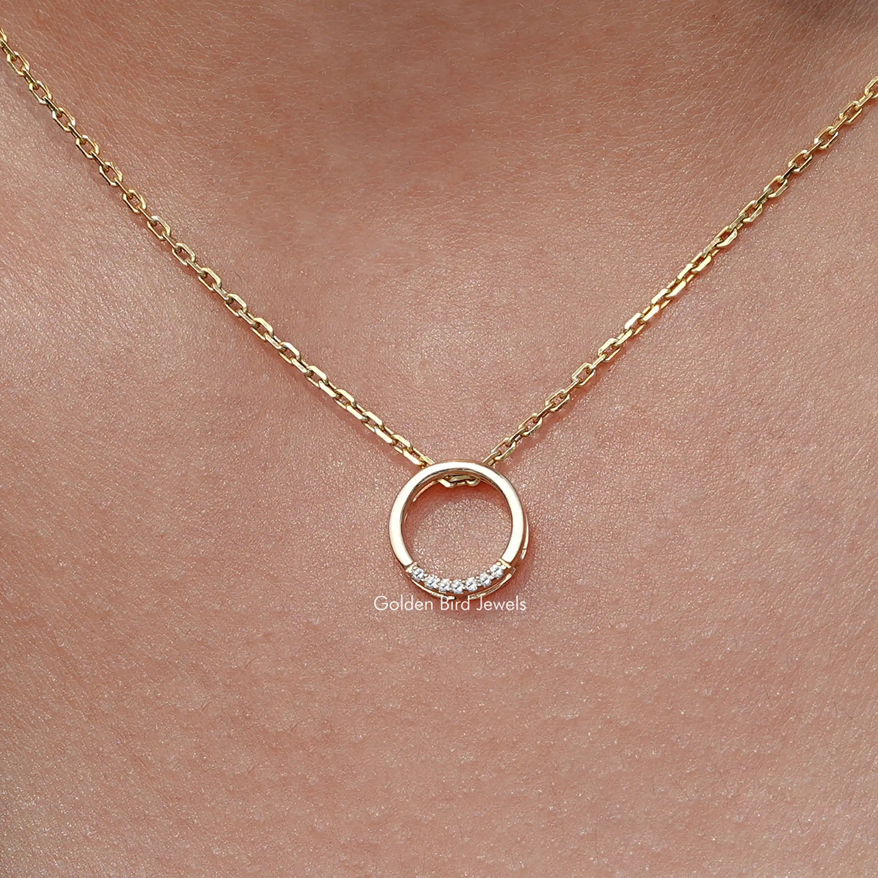 Open Circle Round Lab Diamond Pendant