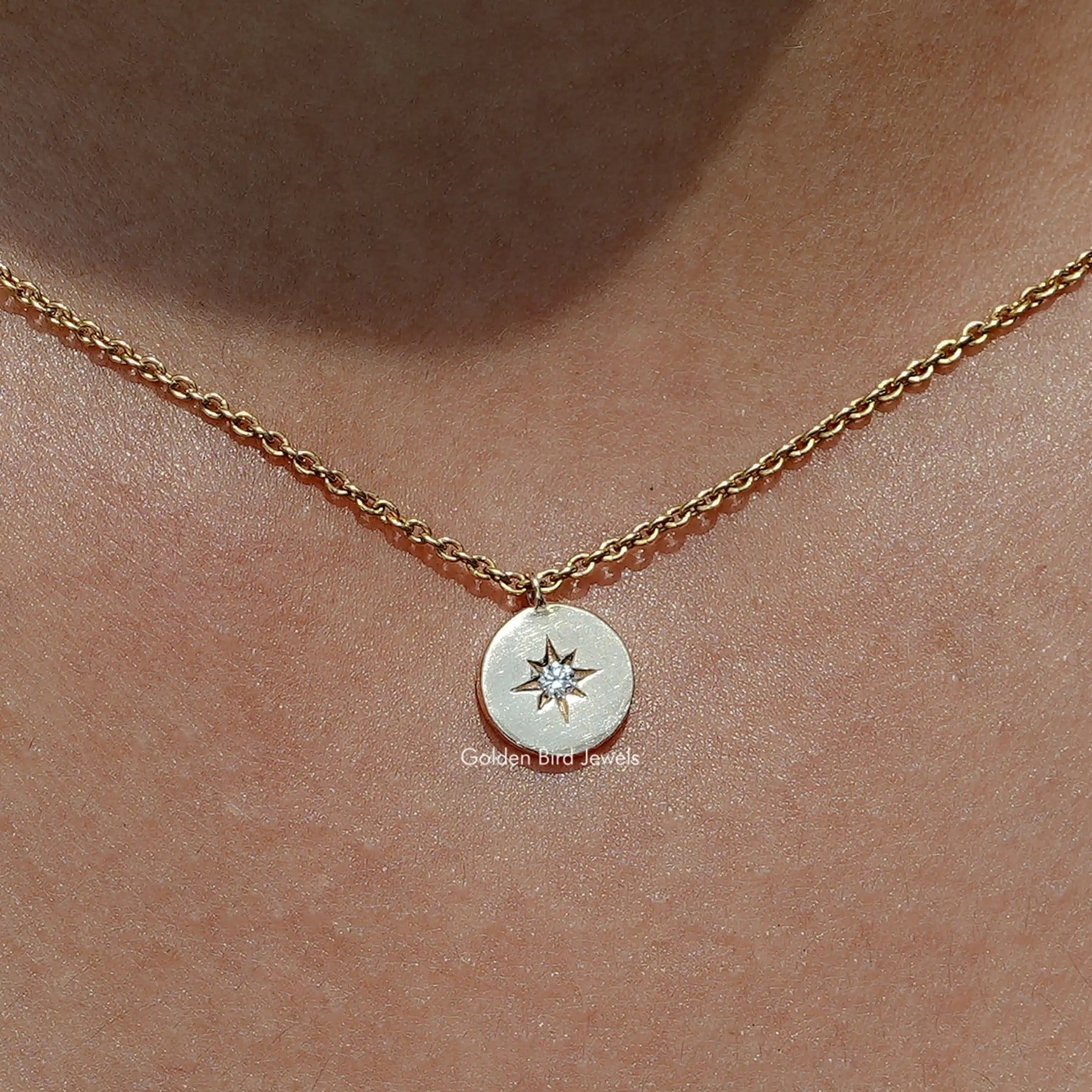 North Star Round Cut Lab Diamond Medallion Pendant