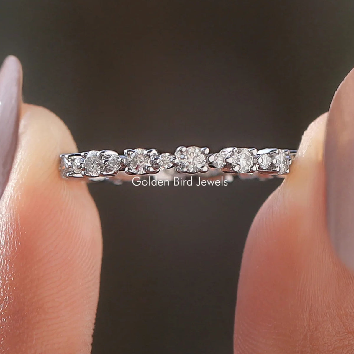 Round Cut Moissanite Eternity Wedding Band