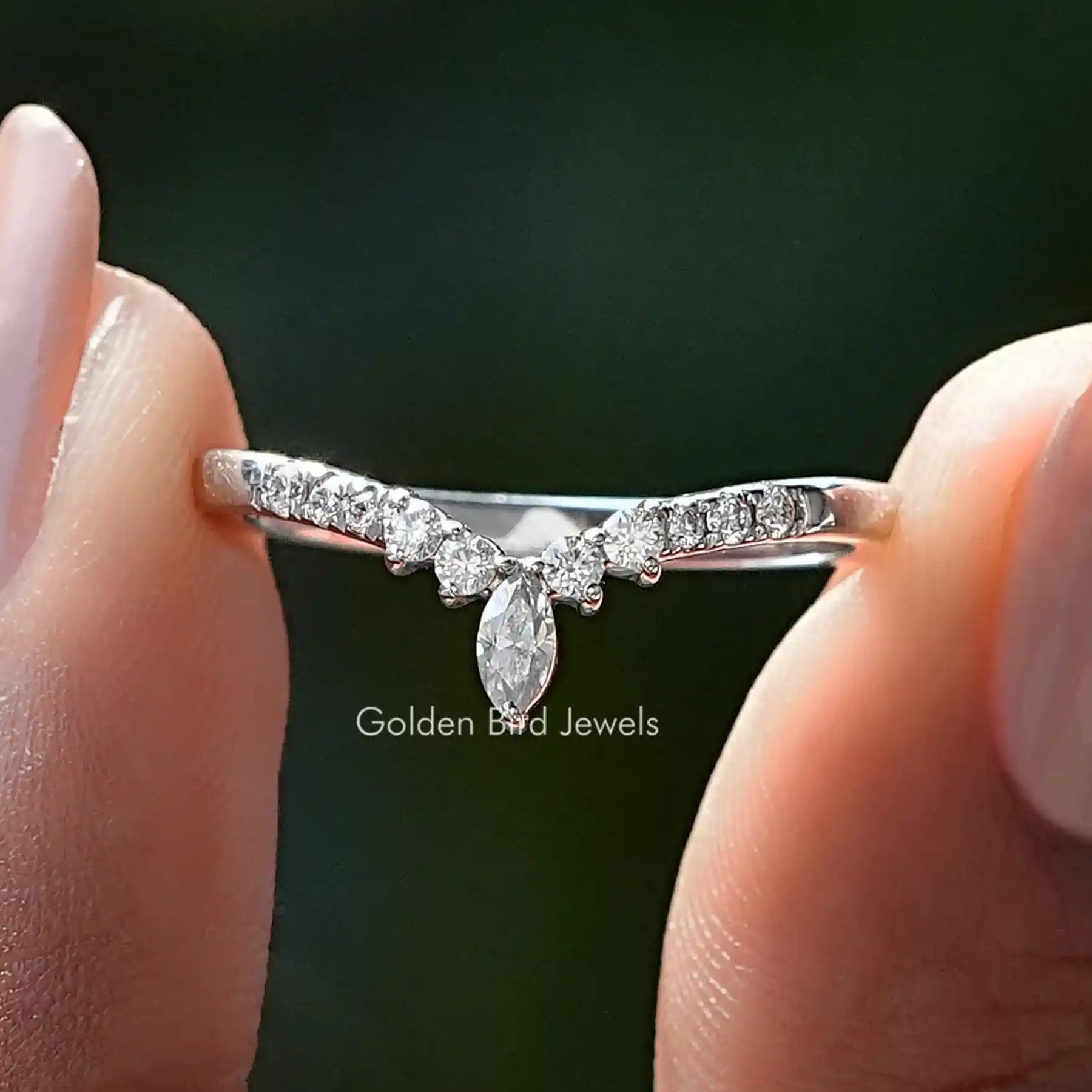 Marquise And Round Lab Diamond Chevron Band