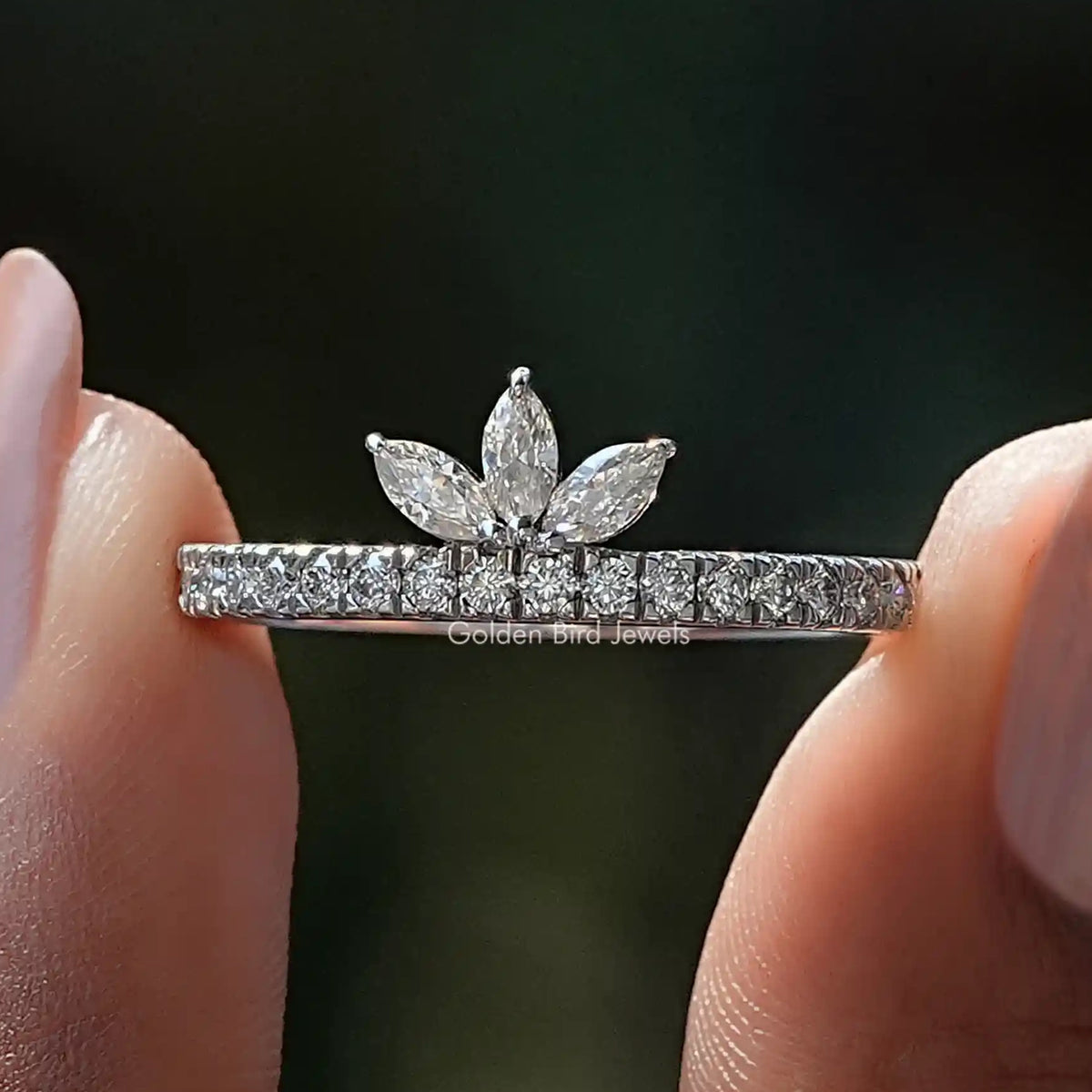 Marquise And Round Moissanite Half Eternity Band