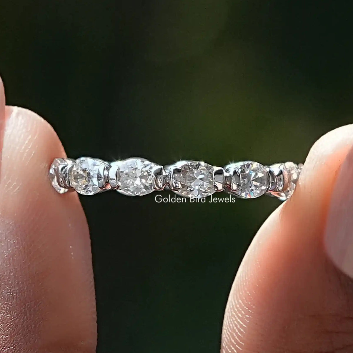 East West Oval Cut Moissanite Eternity Band