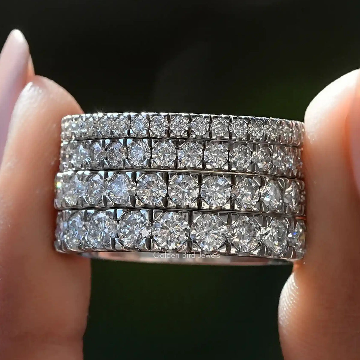 Moissanite Round Cut Half Eternity Wedding Band