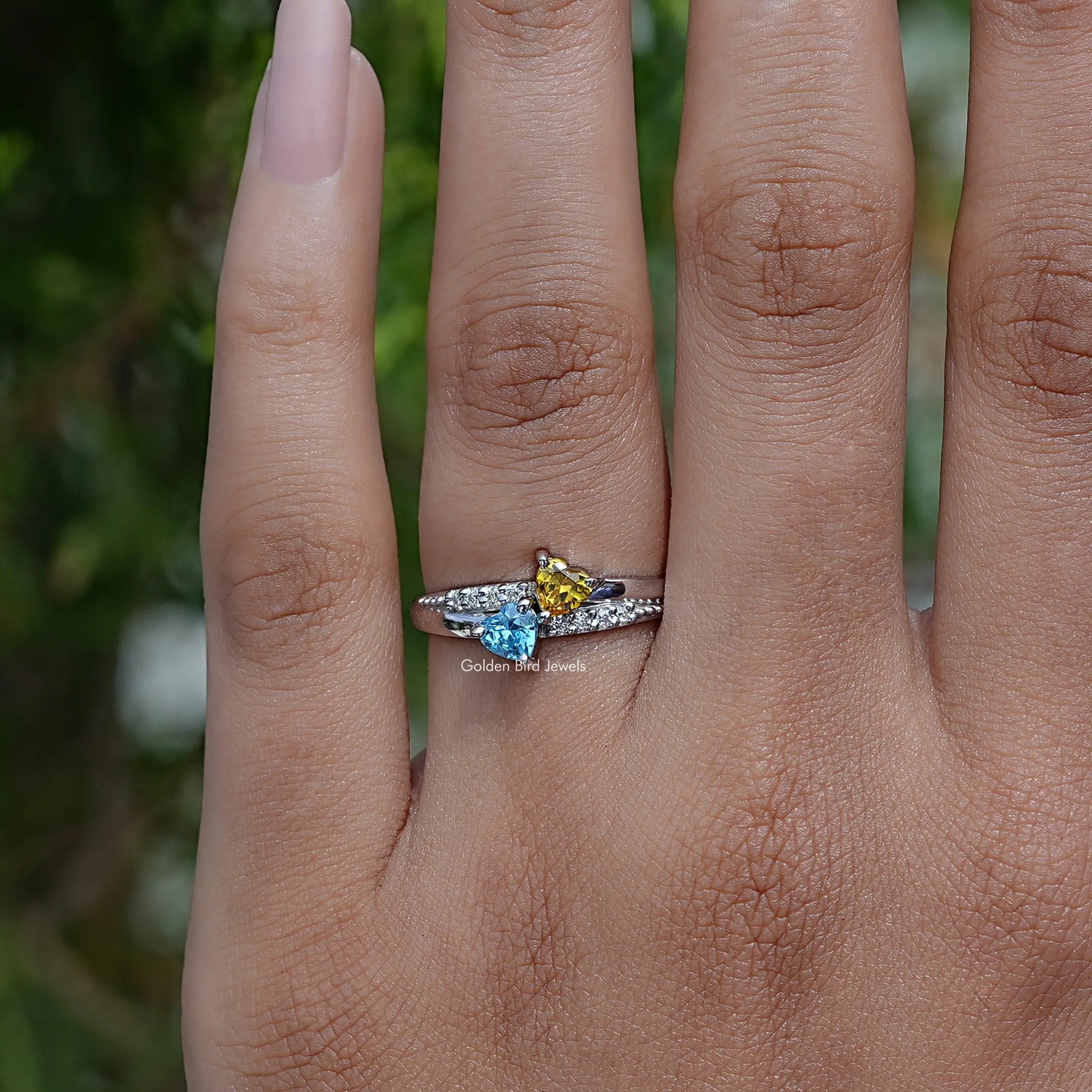 Detailed View Of Heart Shaped Toi Et Moi Accent Stone Ring