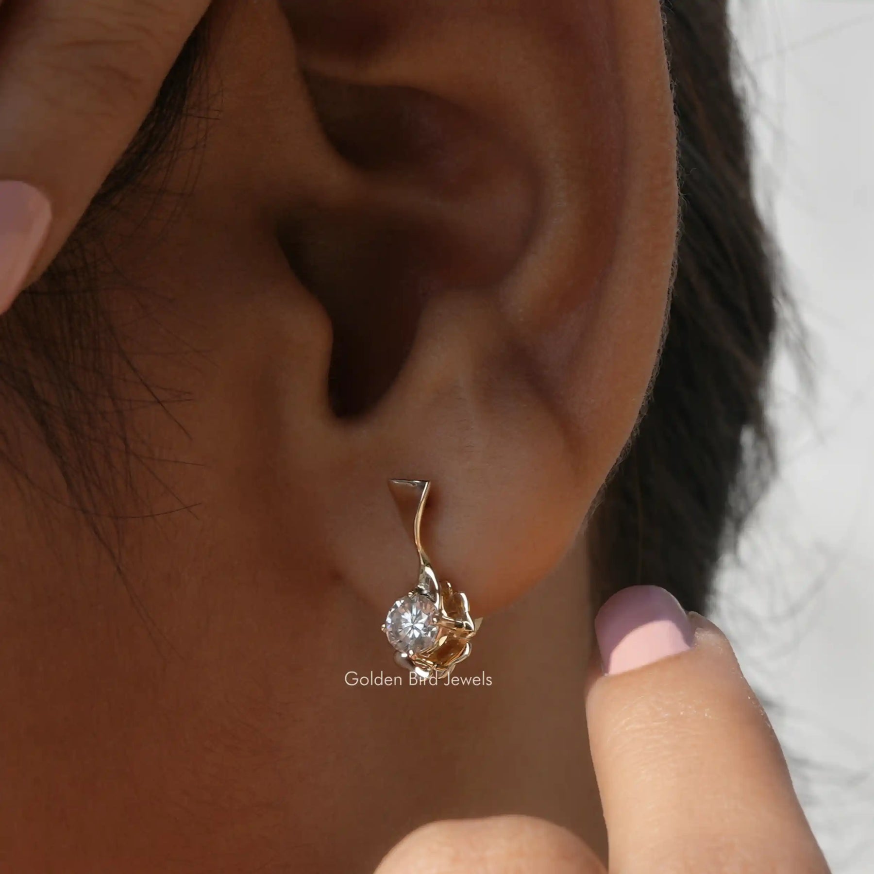 Moissanite round cut earrings for women