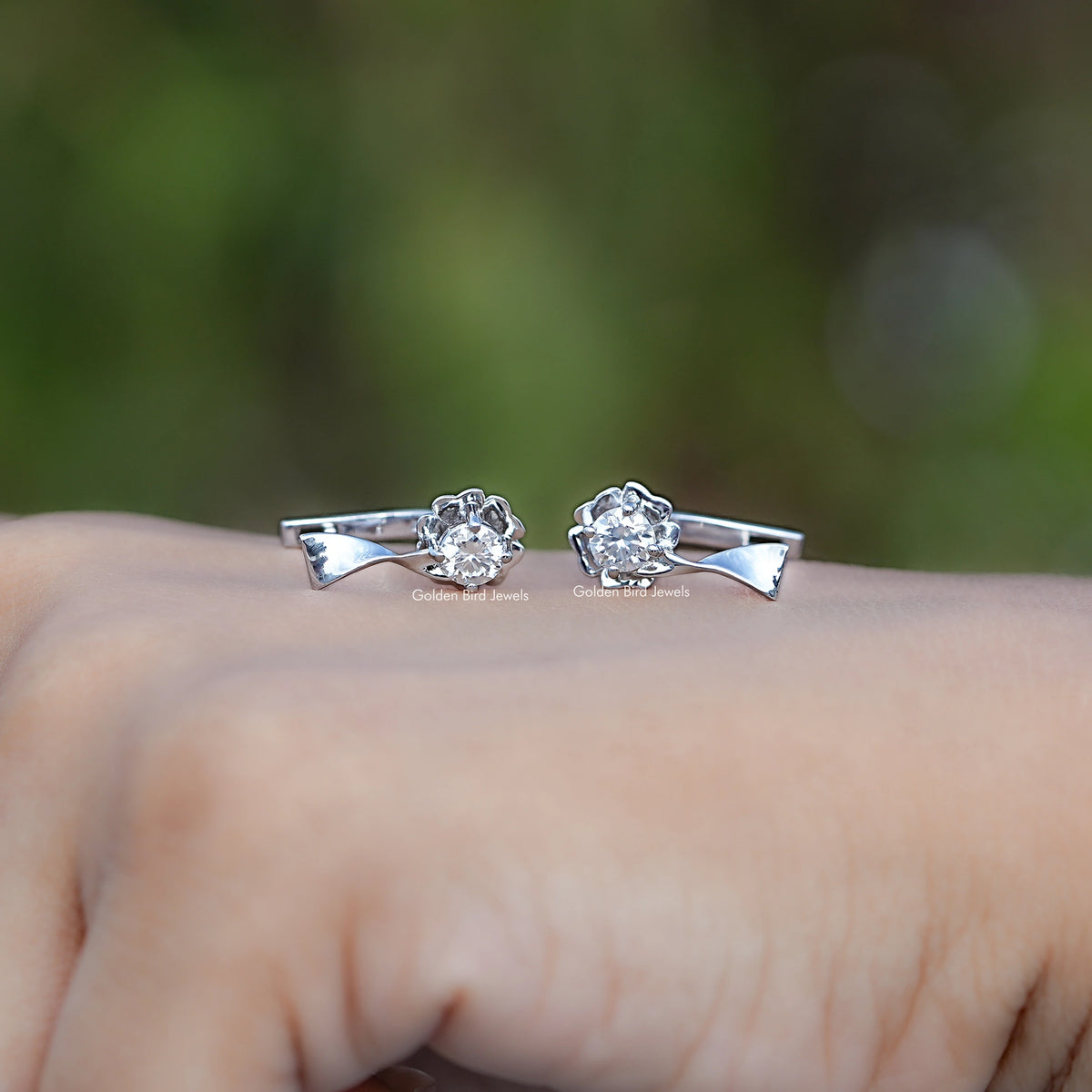 Colorless Round Moissanite Cluster Earrings