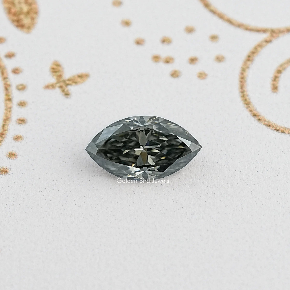 Front View Of Grey Marquise Cut Moissanite Loose stone