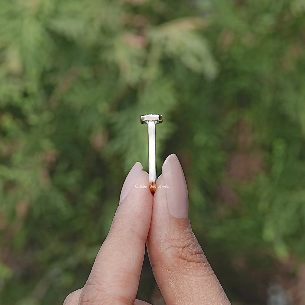 Side View of Radiant Moissanite Solitaire Engagement Ring