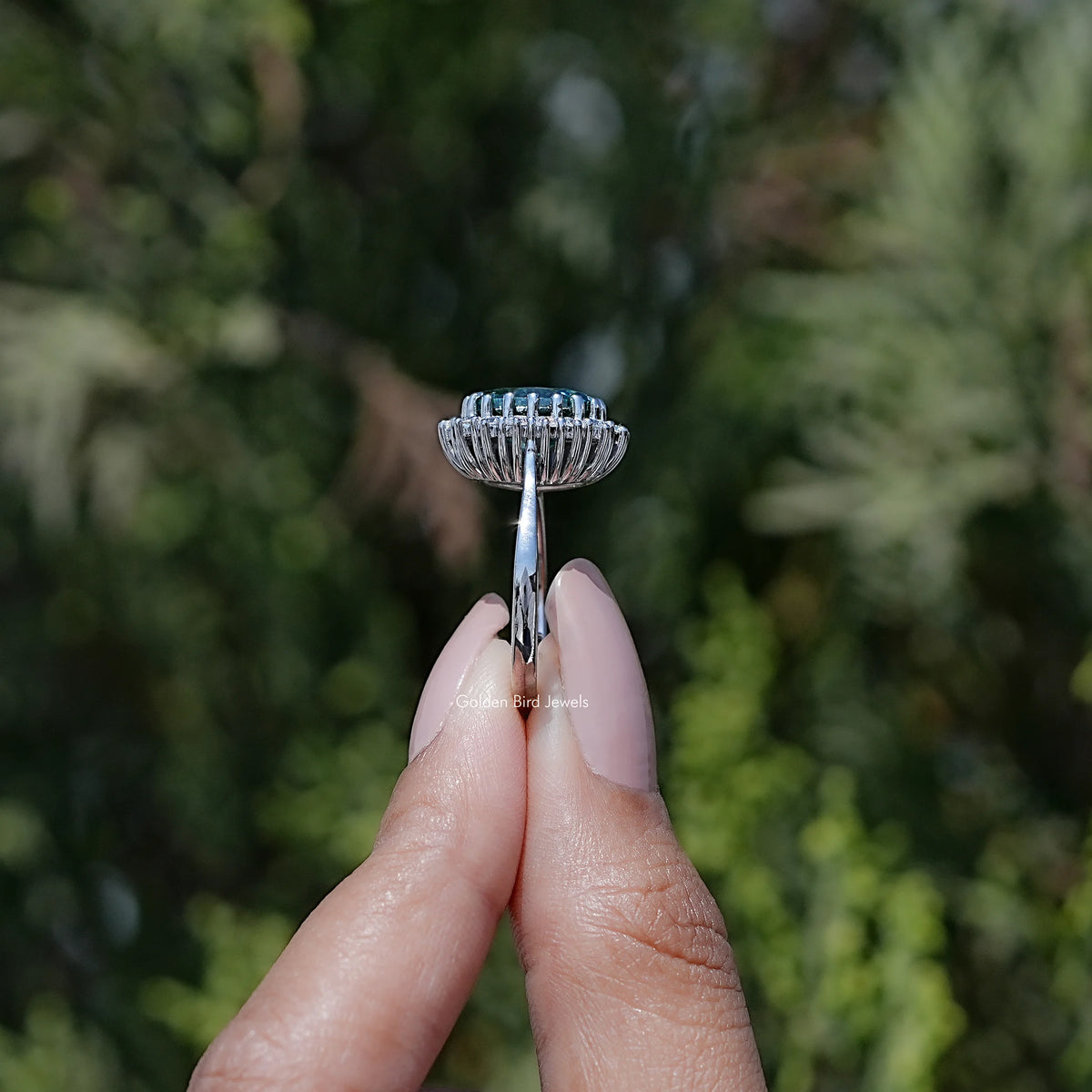 Side View of Oval Cut Moissanite Solitaire Ring