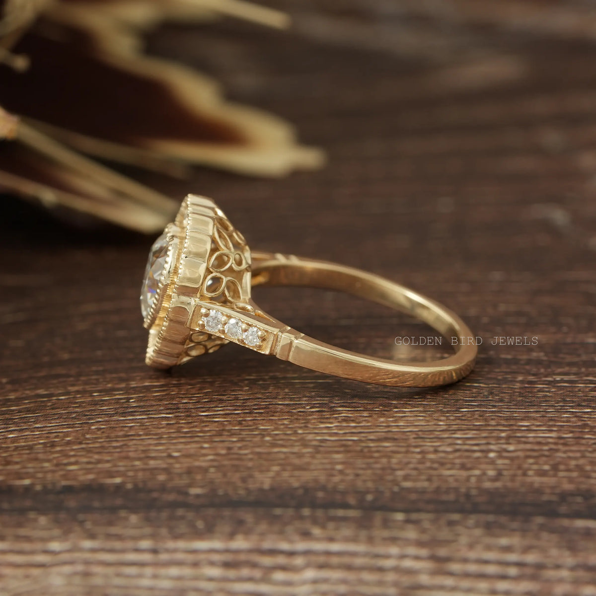 Heart Cut Halo Moissanite Engagement Ring