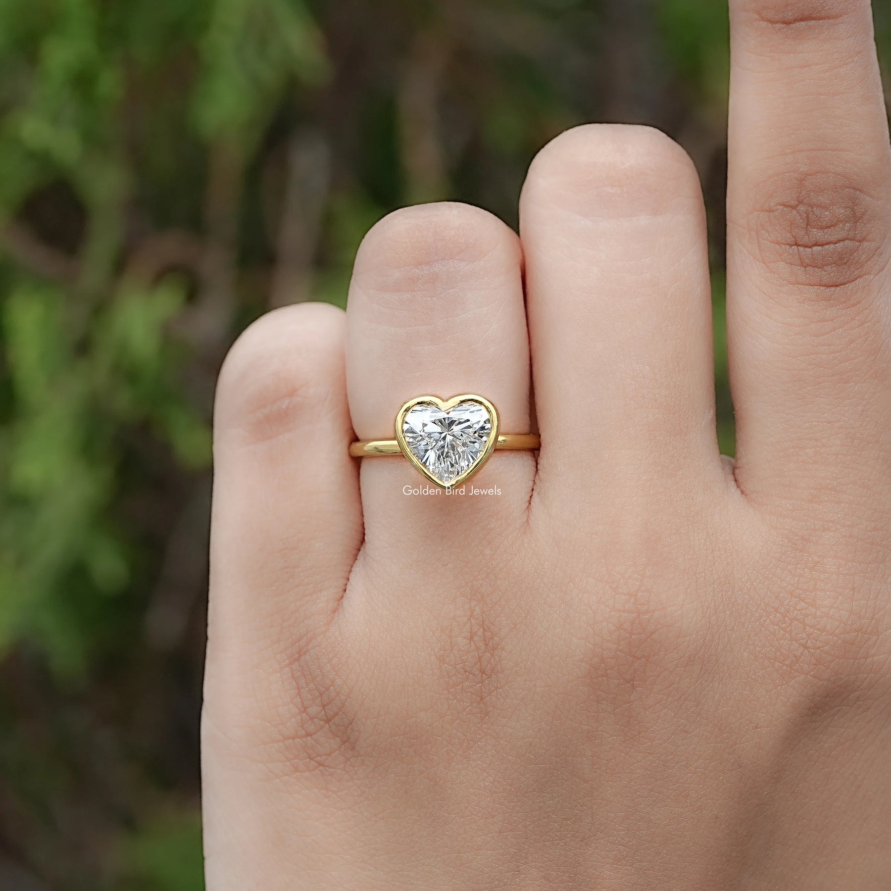 Heart Shaped Lab Diamond Bezel Set Ring