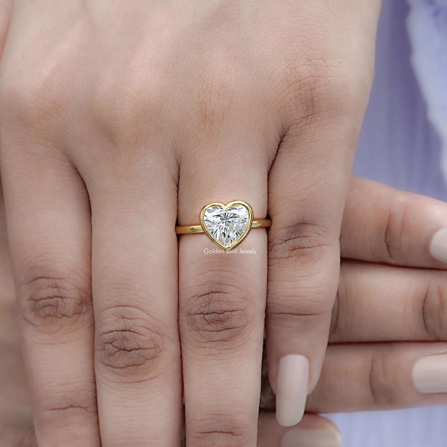 Heart Shaped Lab Diamond Bezel Set Ring