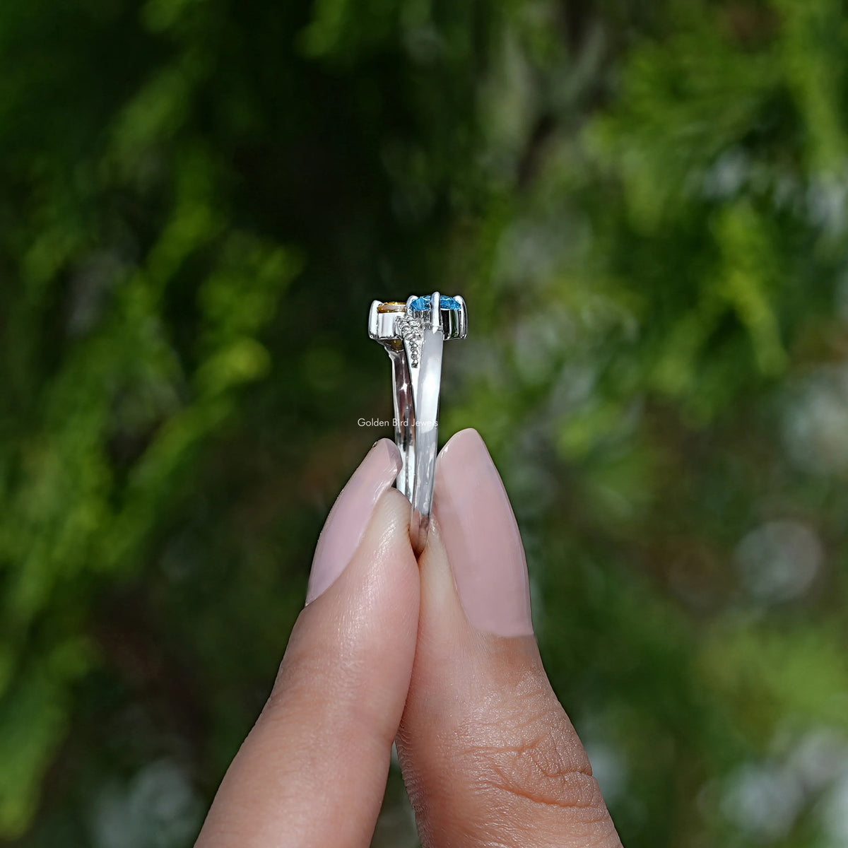 Side View of Heart Shaped Toi Et Moi Ring