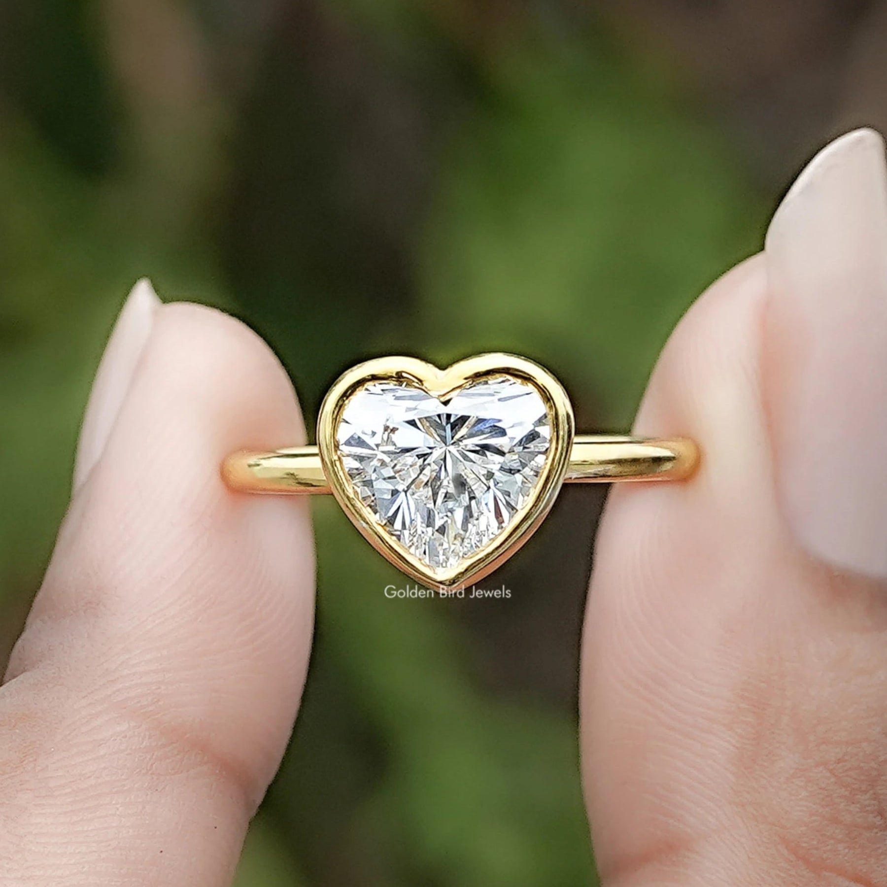 Heart Shaped Lab Diamond Bezel Set Ring