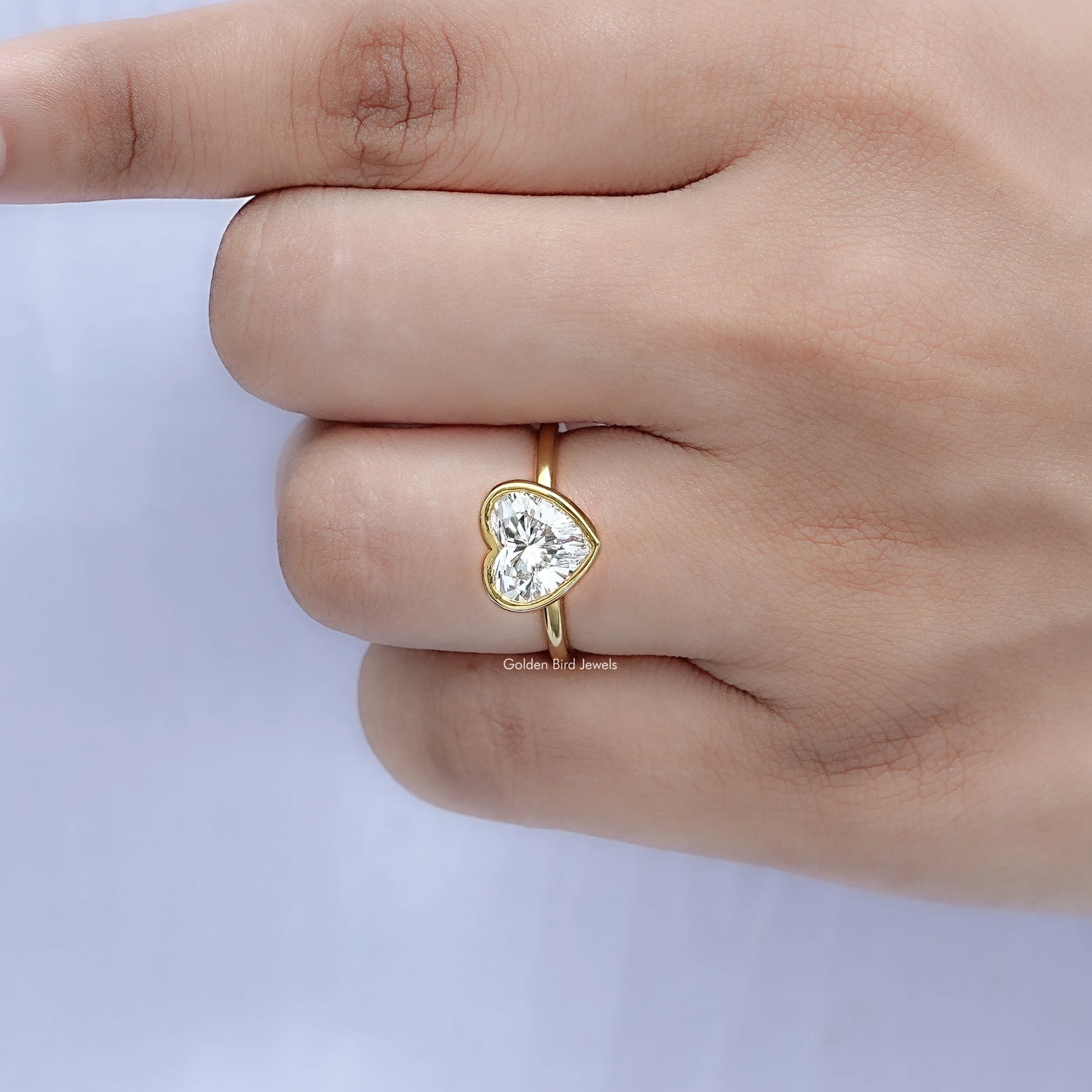 Heart Shaped Lab Diamond Bezel Set Ring