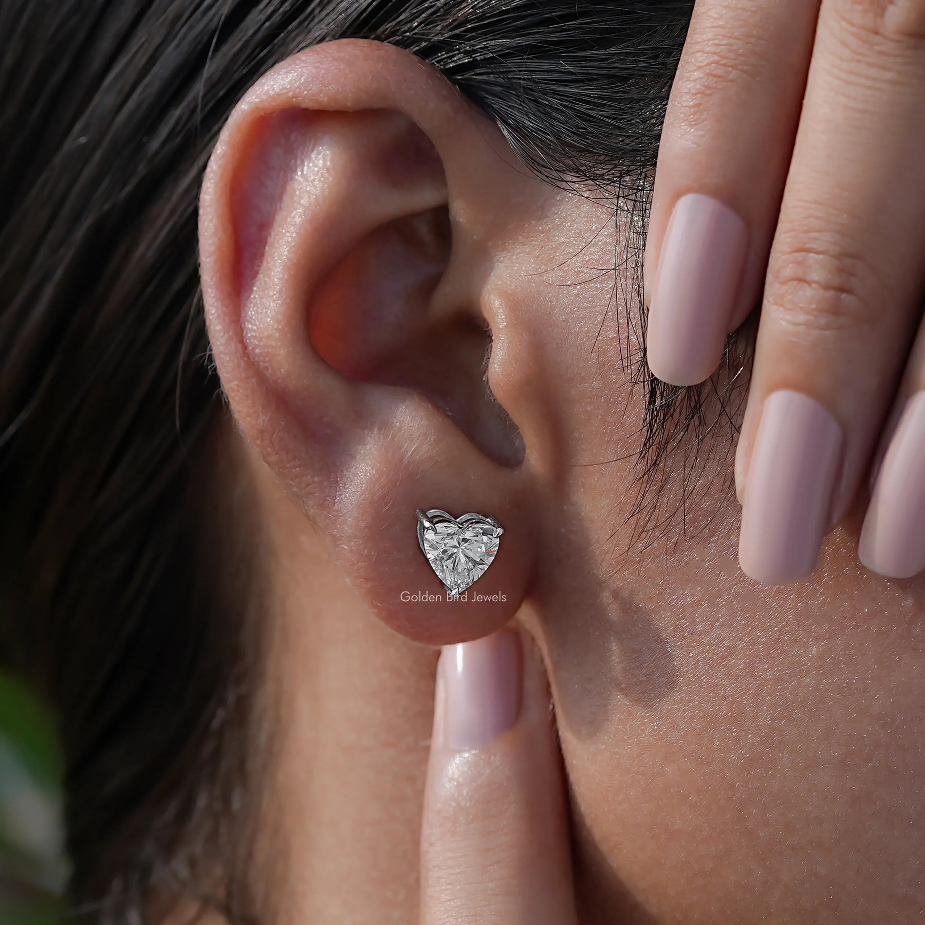 Lab Grown Heart Shaped diamond Stud Earrings for women