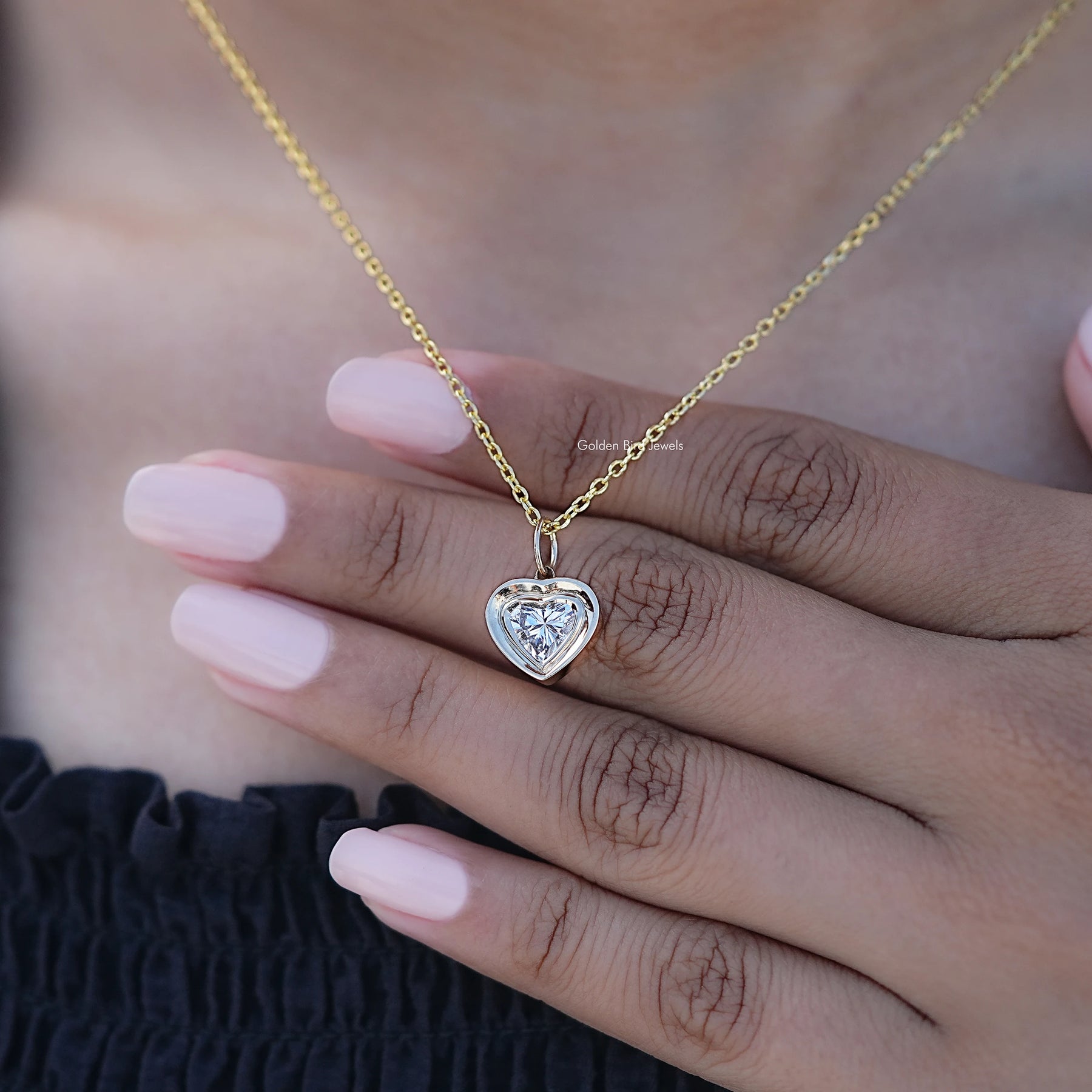 Bezel Set Heart Shaped Lab Diamond Solitaire Pendant